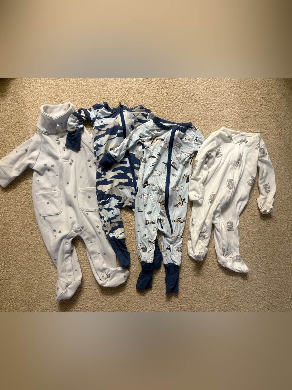 NOW a 5 Pack baby boys bundle one piece sleepers 0-3 months (another added!!)